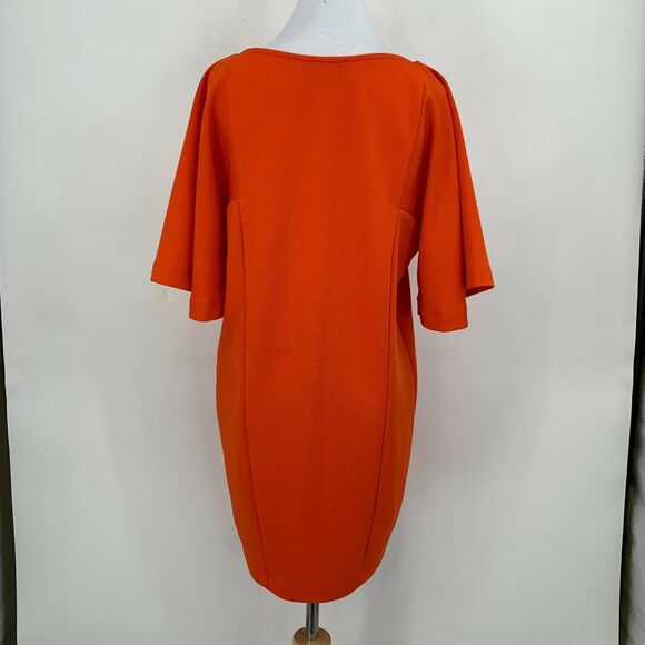 Zara Shirt Dress Women's Size S Orange Mid Sleeve Casual Scoop Neck Stretch Tee - Picture 4 of 11